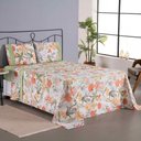 Ver imagem 5 de Jogo Cama Lençol Encanto Casal Padrão Percal 180 Fios C/ Ponto Palito 4 Peças - Floral - Verde
