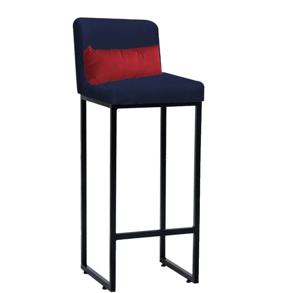 Kit Mesa Bistrô Lucca e 4 Banqueta Lucca Tampo Preto Ferro Preto Sintético Azul Marinho e Almofada V - 3