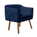 Ver imagem 4 de Kit Sofá Retrô Poltrona Namoradeira 02 Lugares e Poltrona Decorativa Julia Suede Azul Marinho  - 