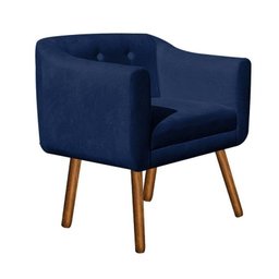 Kit Sofá Retrô Poltrona Namoradeira 02 Lugares e Poltrona Decorativa Julia Suede Azul Marinho  -  - 4