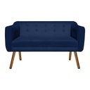 Ver imagem 2 de Kit Sofá Retrô Poltrona Namoradeira 02 Lugares e Poltrona Decorativa Julia Suede Azul Marinho  - 
