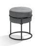 Puff Banqueta Riad Redondo Pé Ferro Preto em Veludo Moderno - 1