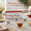 Ver imagem 5 de Jogo 4 Xícaras de Chá Butterfly 170ml com Pires de Vidro e Detalhes Dourados
