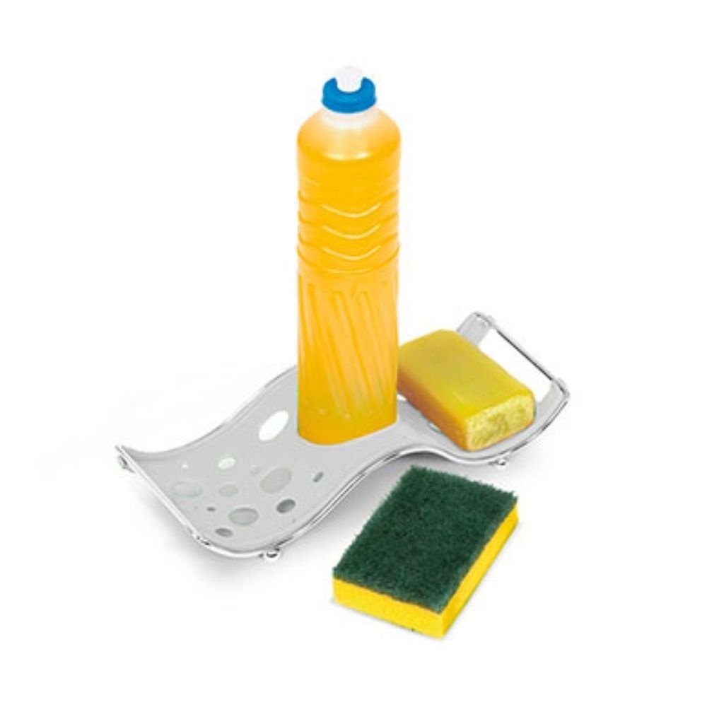 Porta Detergente, Sabão e Esponja Aço Cromado e Plástico Premium - Niquelart - 1