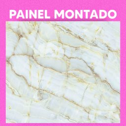 Papel de Parede Painel 3D Mármore Calacata com Bege 2,5M Revestimento Auto Colante Brilho Marmorizado - 3
