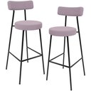 Ver imagem 1 de Kit 02 Banquetas Baixa Bar Cozinha Sala De Jantar Estrutura Em Aço Milão L02 Suede Rosê - Lyam Decor
