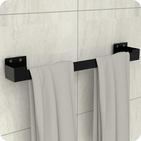 Porta Toalha de Banho Toalheiro com Ventosa Preto Elg