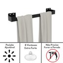 Ver imagem 3 de Porta Toalha de Banho Toalheiro com Ventosa Preto Elg