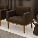 Ver imagem 1 de Poltrona Decorativa Karen Pés Fixo em Madeira Castanho Suede Marrom 19 - Gran Belo