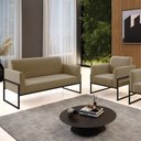 Ver imagem 2 de Sofá Namoradeira com Poltrona Base Industrial Alta Preto Marisa Suede D03 - D’Rossi Marrom Ra