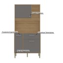 Ver imagem 4 de Armário de Cozinha Compacto Zen 3 Portas 1 Gaveta com Nicho Decorativo 0,90m - Freijó/gris