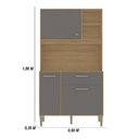 Ver imagem 3 de Armário de Cozinha Compacto Zen 3 Portas 1 Gaveta com Nicho Decorativo 0,90m - Freijó/gris