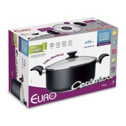 Caçarola Cerâmica Antiaderente com Tampa de Vidro 6L Montreal Euro Home Preto - 1