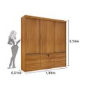 Ver imagem 3 de Guarda Roupa Casal 3 Portas 9 Gavetas - Chicago-Cinamomo - Tcil Móveis