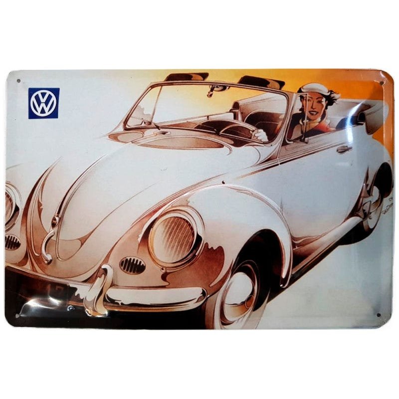 Placa De Metal Fusca Conversivel Branco