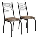 Ver imagem 1 de Kit 2 Cadeiras Aço Carbono Tubular Metálica Acabamento D-25 Luana Preto/rattan