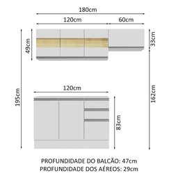 Armário de Cozinha Compacta 100% MDF 180cm Branco Smart Madesa 03 - 4