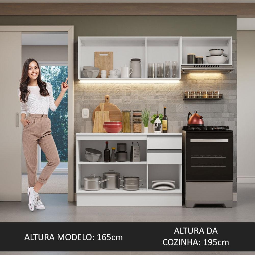 Armário de Cozinha Compacta 100% MDF 180cm Branco Smart Madesa 03 - 6