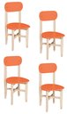 Ver imagem 1 de Kit 4 Cadeiras Infantil para Refeitório Assento e Encosto Laranja Base Madeira