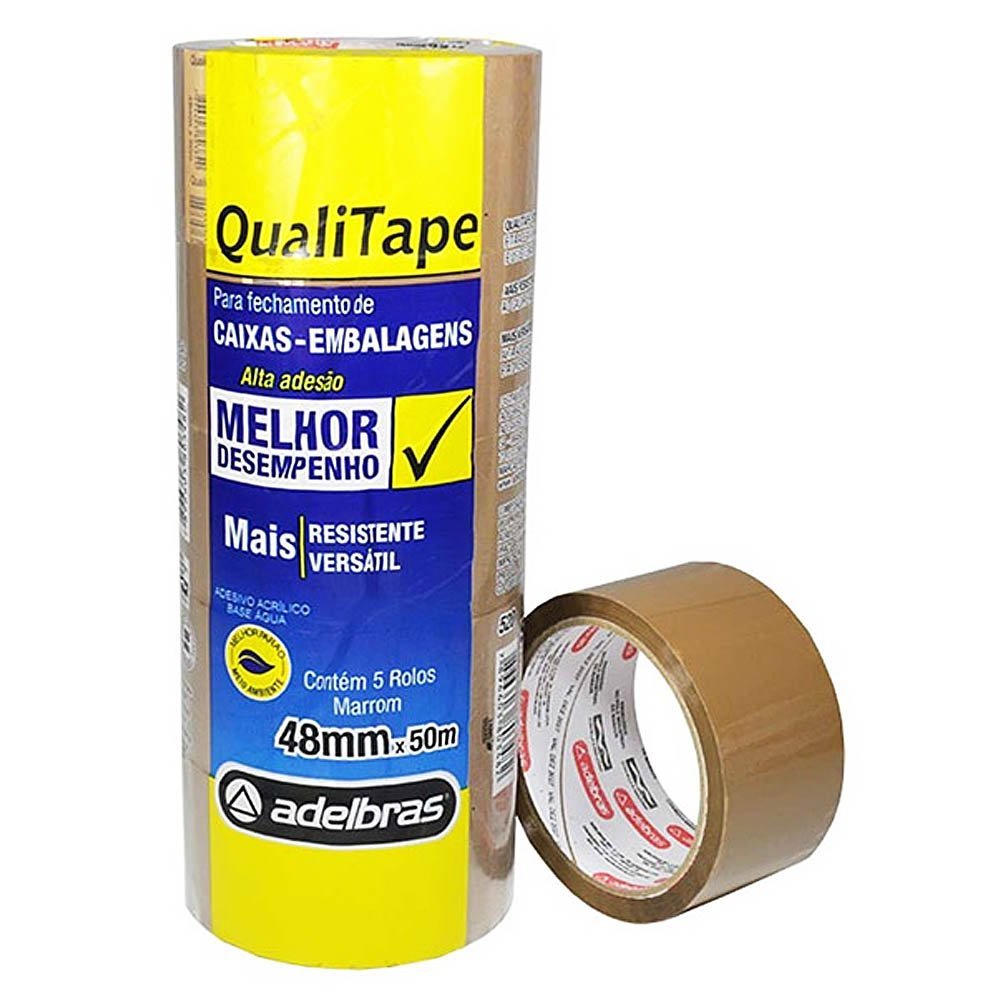 Kit Suporte Fita de Embalagem + 5 Fita de embalagem marrom Adelbras 48mmx50m - 6