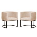 Ver imagem 1 de Kit 2 Poltronas Reforçada Decorativa Sala Gabriela Base Ferro Preta Suede Bege