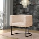 Ver imagem 2 de Kit 2 Poltronas Reforçada Decorativa Sala Gabriela Base Ferro Preta Suede Bege