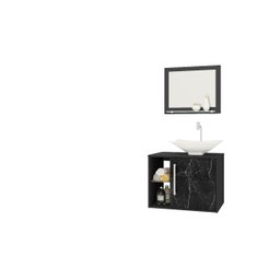 Conj Gabinete Baden Bechara Banheiro Preto Fosco/nero - 1