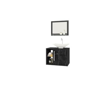 Conj Gabinete Baden Bechara Banheiro Preto Fosco/nero