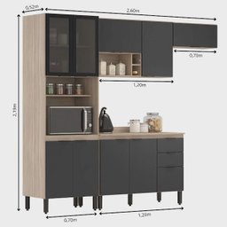 Cozinha Modulada Firenze FI0006 Avena Grafito - Demóbile - 5