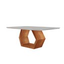 Ver imagem 2 de Mesa de Jantar 180cm x 80cm Tampo Madeira com Vidro Sarah Marrom/Cinamomo Imbuia/Laqueado Off White