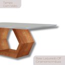 Ver imagem 5 de Mesa de Jantar 180cm x 80cm Tampo Madeira com Vidro Sarah Marrom/Cinamomo Imbuia/Laqueado Off White