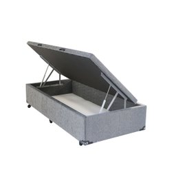 Cama Box Baú Solteiro Chenille Chumbo - 088x188 - 1
