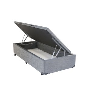Cama Box Baú Solteiro Chenille Chumbo - 088x188