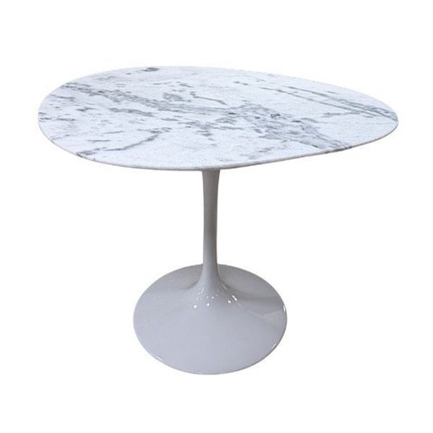Mesa de Jantar Sol Saarinen Orgânica e Marmore Branco Extra 100x90cm