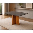 Ver imagem 1 de Mesa de Jantar 4 Lugares Retangular Aires em MDF Mel e Cinza