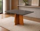 Ver imagem 1 de Mesa de Jantar 4 Lugares Retangular Aires em MDF Mel e Cinza