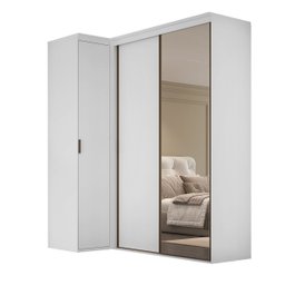 Guarda Roupa de Canto Porta de Correr com Espelho 3 Portas Spacios Belmax:branco - 5