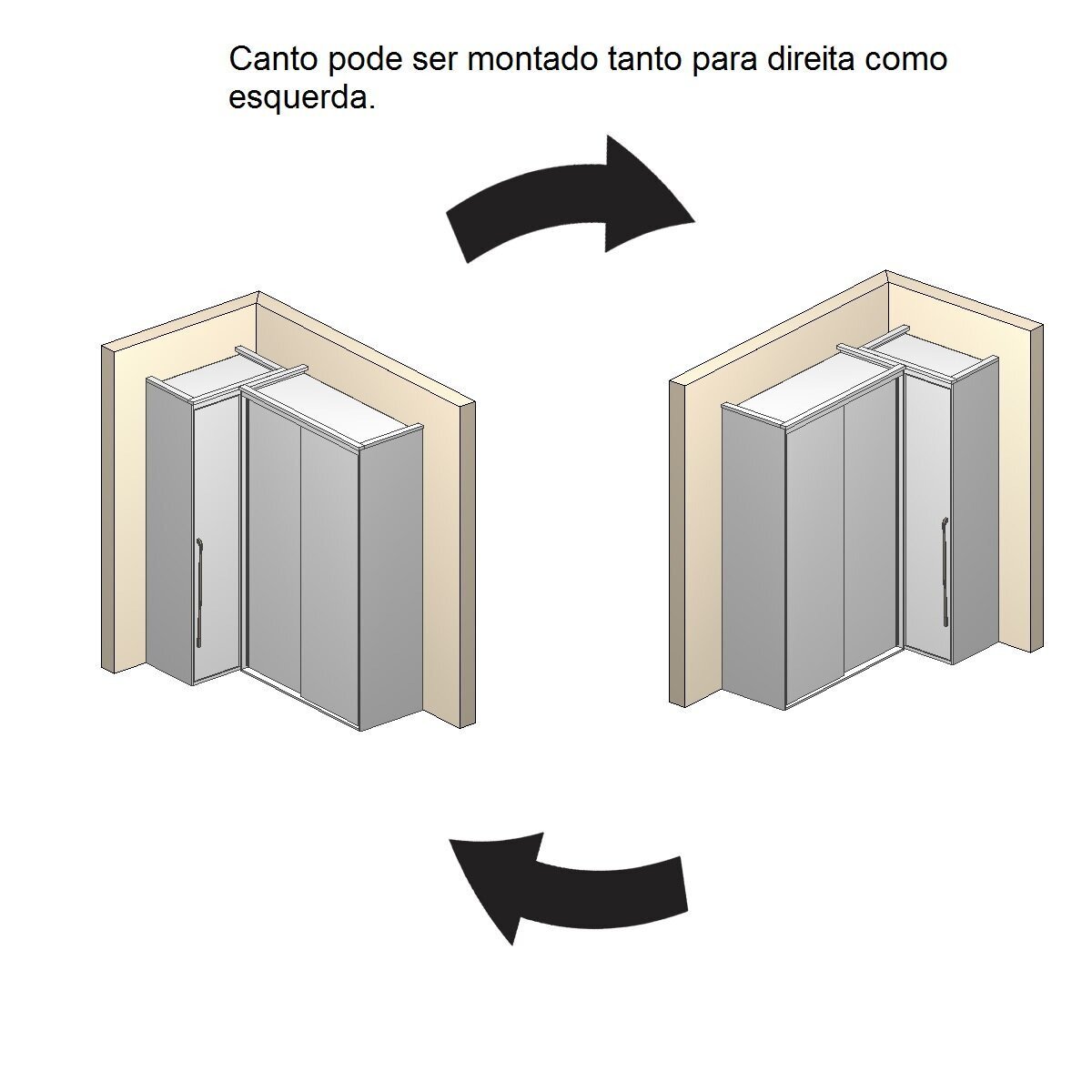 Guarda Roupa de Canto Porta de Correr com Espelho 3 Portas Spacios Belmax:branco - 6