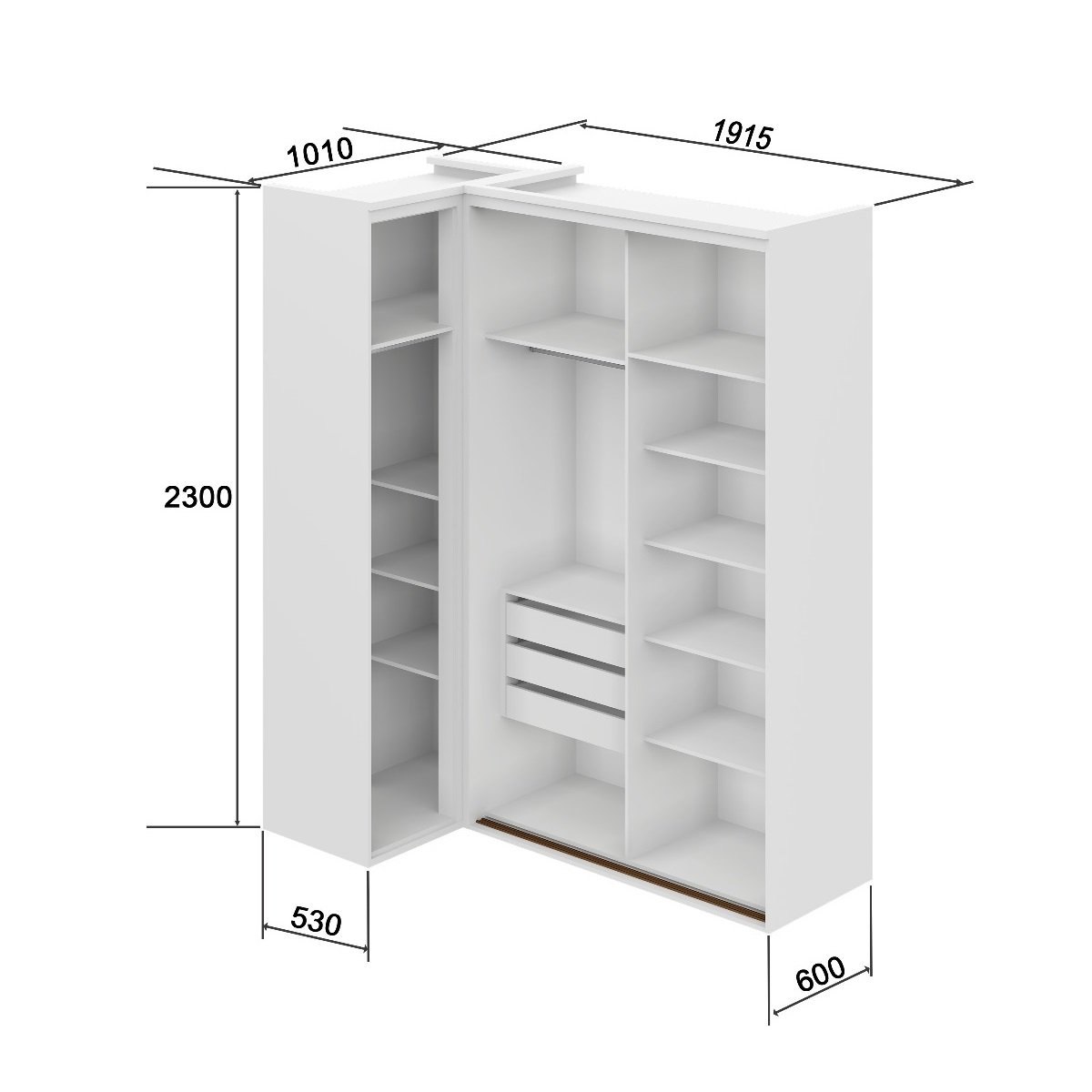 Guarda Roupa de Canto Porta de Correr com Espelho 3 Portas Spacios Belmax:branco - 3