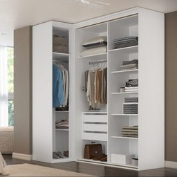 Guarda Roupa de Canto Porta de Correr com Espelho 3 Portas Spacios Belmax:branco - 3