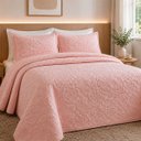 Ver imagem 2 de Colcha Matelassê - Queen Size - Madri 3D - Floral - Rosa - Dupla Face - c/ Porta Travesseiros - Roza