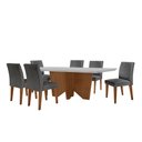 Ver imagem 2 de Sala de Jantar Mesa Evora 180 Mdf Canto Reto com 6 Cadeiras Grecia Rufato