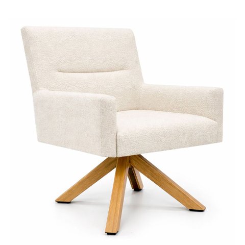 Poltrona Lykke Giratória Giromad Bouclé Off White - Sallar Home