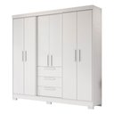 Ver imagem 3 de Guarda-roupa Casal Joaquina 6 Portas 3 Gavetas 100% Mdf Branco New - Pnr Móveis