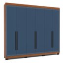 Ver imagem 2 de Roupeiro Casal Valência 6 Portas 4 Gavetas 242x214cm Freijó/Azul 240834
