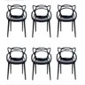 Conjunto com 6 Cadeiras Allegra Preta Polipropileno - 1