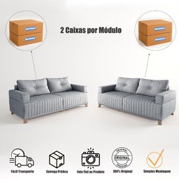 Sofá 3x2 Lugares Leona Bom Pastor Linho Cinza - 6