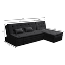 Ver imagem 3 de Sofá Cama King 5 Lugares 270cm Alexa Suede Preto
