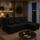 Ver imagem 1 de Sofá Cama King 5 Lugares 270cm Alexa Suede Preto