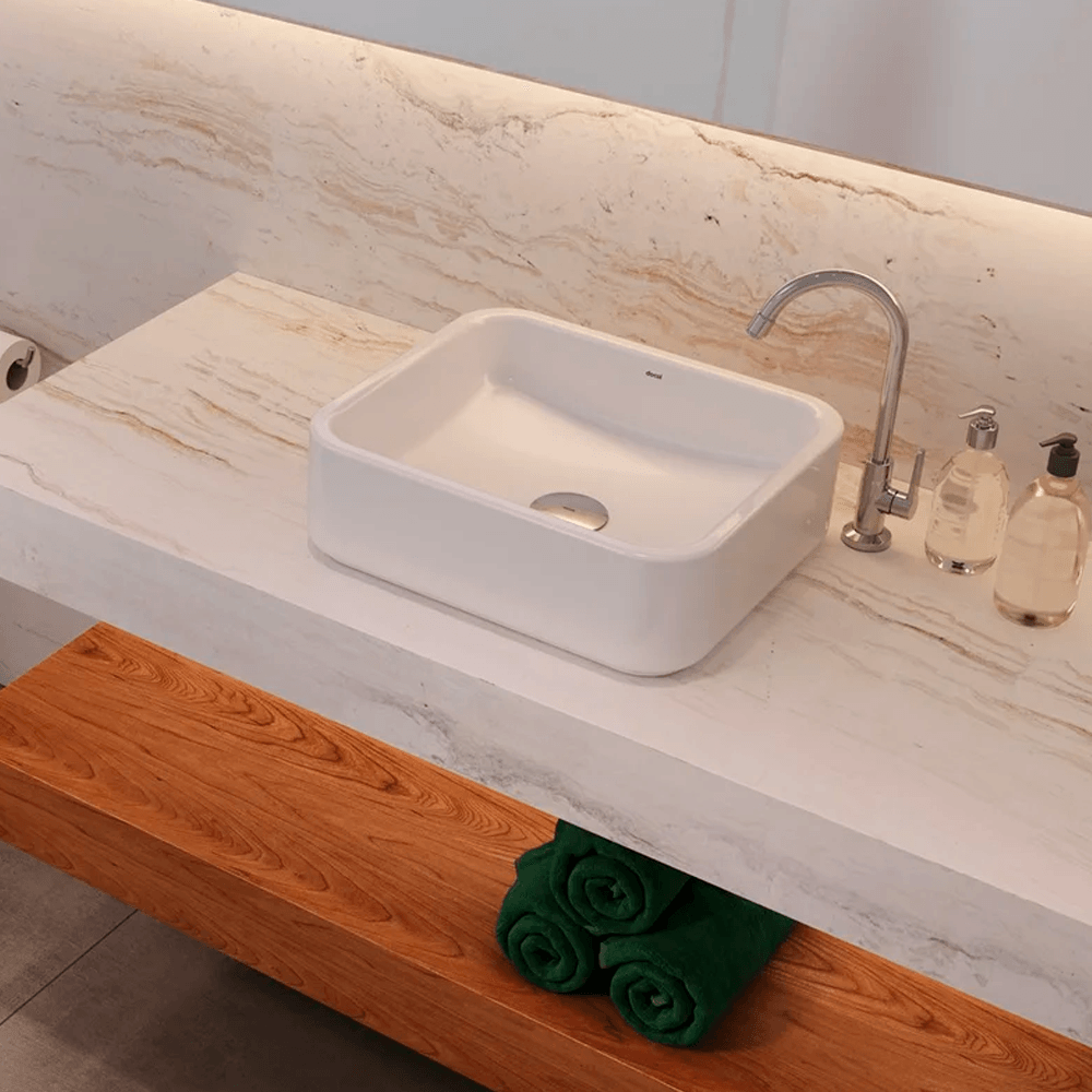 Cuba Apoio Rt5 Retangular White Icc 400x350x128 - Docol Docol Louças - 3